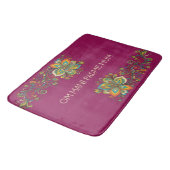 Retro Flower Power Ranken Rand 2 + jouw tekst Badmat (Gekanteld)