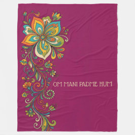 Retro Flower Power Ranken Rand 2 + jouw tekst Fleece Deken