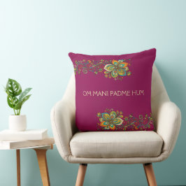 Retro Flower Power Ranken Rand 2 + jouw tekst Kussen
