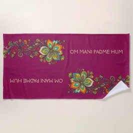 Retro Flower Power Ranken Rand 2 + jouw tekst Strandlaken