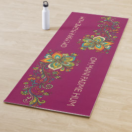 Retro Flower Power Ranken Rand 2 + jouw tekst Yogamat