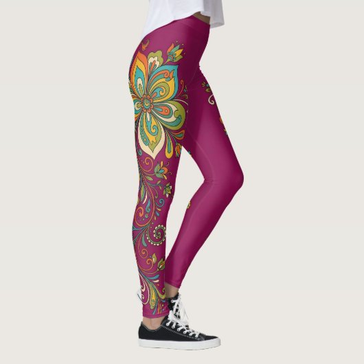 Retro Flower Power Ranken Rand 2 Leggings (Rechts)