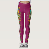 Retro Flower Power Ranken Rand 2 Leggings (Voorkant)