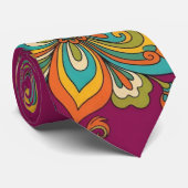 Retro Flower Power Ranken Rand 2 Stropdas (Opgerold)