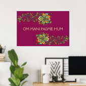 Retro Flower Power Ranken Rand 2 + uw tekst Poster (Thuiskantoor)