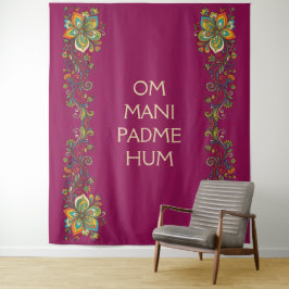 Retro Flower Power Ranken Rand 2 + uw tekst Wandkleed