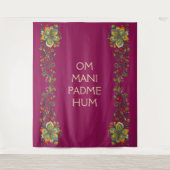 Retro Flower Power Ranken Rand 2 + uw tekst Wandkleed (Voorkant)