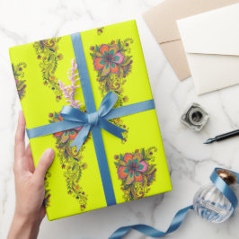 Retro Flower Power Ranken Rand 6 Cadeaupapier