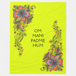 Retro Flower Power Ranken Rand 6 + jouw tekst Fleece Deken