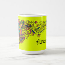 Retro Flower Power Ranken Rand 6 + jouw tekst