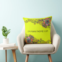 Retro Flower Power Ranken Rand 6 + jouw tekst Kussen