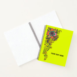 Retro Flower Power Ranken Rand 6 + jouw tekst Notitieboek