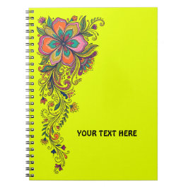 Retro Flower Power Ranken Rand 6 + jouw tekst Notitieboek
