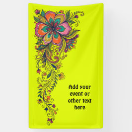 Retro Flower Power Ranken Rand 6 + jouw tekst Spandoek