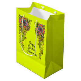 Retro Flower Power Ranken Rand 6 Medium Cadeauzakje