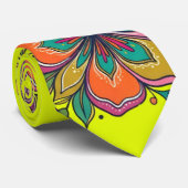 Retro Flower Power Ranken Rand 6 Stropdas (Opgerold)