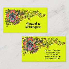 Retro Flower Power Ranken Rand 6 + uw tekst Visitekaartje