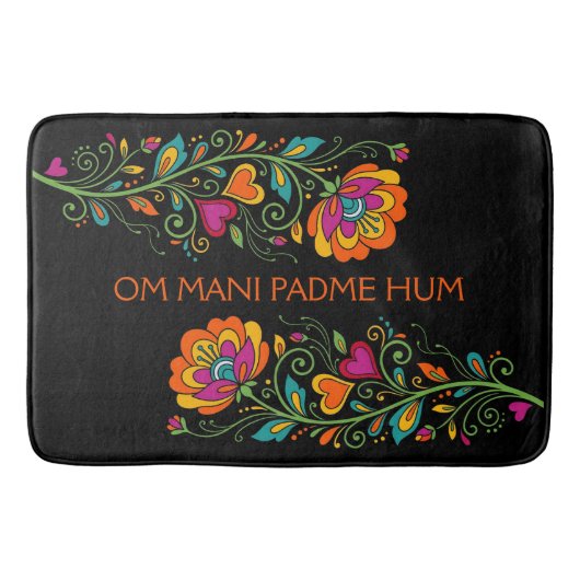 Retro Flower Power Rankken Rand 19 + jouw tekst Badmat (Voorkant)