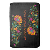 Retro Flower Power Rankken Rand 19 + jouw tekst Badmat (Voorkant Verticaal)