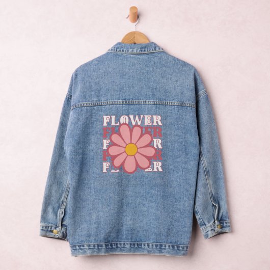 Retro Flower Power –  Roze Daisy Denim Jacket (Hangar)