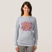 Retro Flower Power T-shirt –  Roze Daisy (Voorkant volledig)