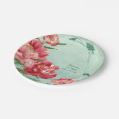Retro Flower Reception Dinnerware Peony Papieren Bordje (Gekanteld)