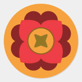 retro flower ronde sticker