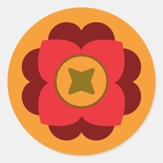 retro flower ronde sticker (Voorkant)