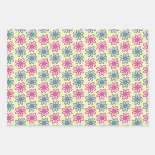 Retro flower summer inpakpapier vel (Voorkant 3)