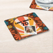 Retro Flower Sunrise Foto Verjaardagspapier Onderz Kartonnen Onderzetters (Schuin)