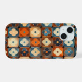Retro Flower Tegel Pattern Telefoonhoesje iPhone 15 Case (Achterkant horizontaal)