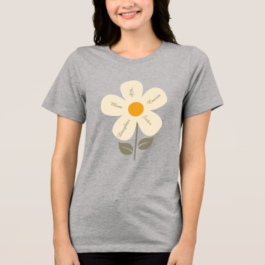 Retro Flower, Vrouw Rollen, Moeder, Vrouw, aangepa Tri-Blend Shirt (Voorkant)