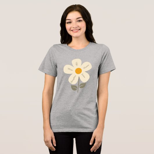 Retro Flower, Vrouw Rollen, Moeder, Vrouw, aangepa Tri-Blend Shirt (Voorkant volledig)
