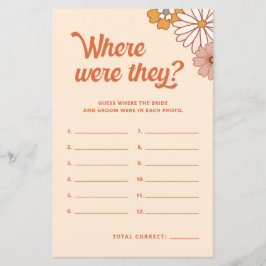 Retro Flower Waar waren ze Vrijgezellenfeest spel