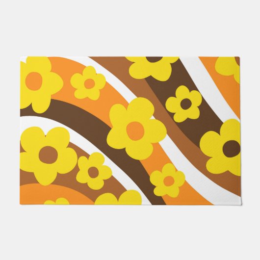 Retro Flower Wave #1 #retro #decor #art Deurmat (Voorkant)