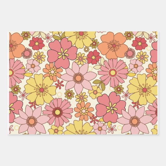 Retro Flowers 1960 - 3 vellen set (Voorkant)