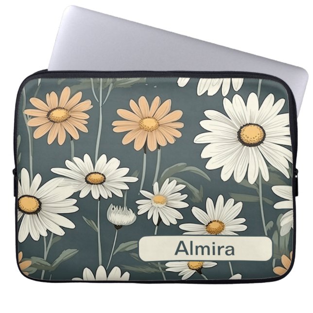 Retro Flowers 5 laptophoes Laptop Sleeve (Voorkant)