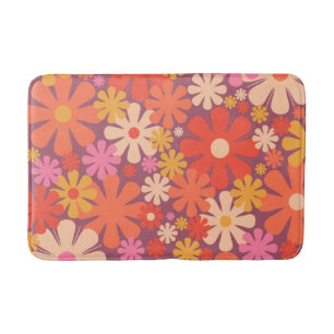 Retro Flowers 60s 70s Aesthetisch Floral Pattern Badmat