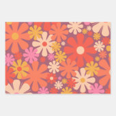 Retro Flowers 60s 70s Aesthetisch Floral Pattern Inpakpapier Vel (Voorkant 3)