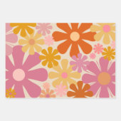Retro Flowers 60s 70s Aesthetisch Floral Pattern Inpakpapier Vel (Voorkant 3)