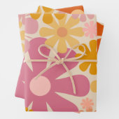 Retro Flowers 60s 70s Aesthetisch Floral Pattern Inpakpapier Vel (In situ)