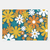 Retro Flowers 60s 70s Aesthetisch Floral Pattern Inpakpapier Vel (Voorkant)