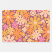 Retro Flowers 60s 70s Aesthetisch Floral Pattern Inpakpapier Vel (Voorkant 2)