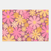 Retro Flowers 60s 70s Aesthetisch Floral Pattern Inpakpapier Vel (Voorkant)