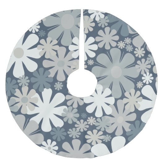 Retro Flowers 60s 70s Aesthetisch Floral Pattern Kerstboom Rok (Voorkant)