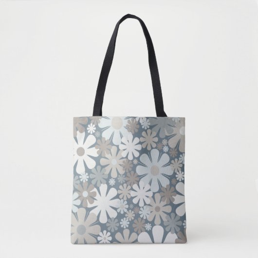 Retro Flowers 60s 70s Aesthetisch Floral Pattern Tote Bag (Voorkant)