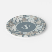 Retro Flowers 60s 70s Aesthetisch Initiaal Papieren Bordje (Gekanteld)