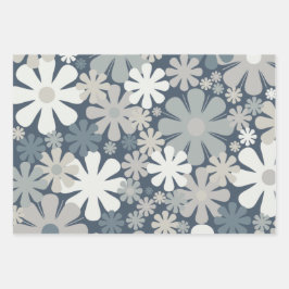 Retro Flowers 60s 70s Aesthetische Florale Patrone Inpakpapier Vel