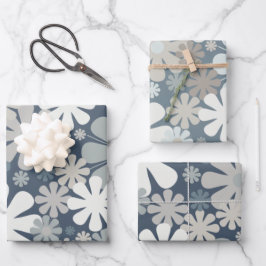 Retro Flowers 60s 70s Aesthetische Florale Patrone Inpakpapier Vel