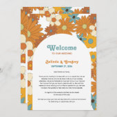 Retro Flowers 60's 70's Arch Wedding Itinerary Programmakaart (Voorkant / Achterkant)